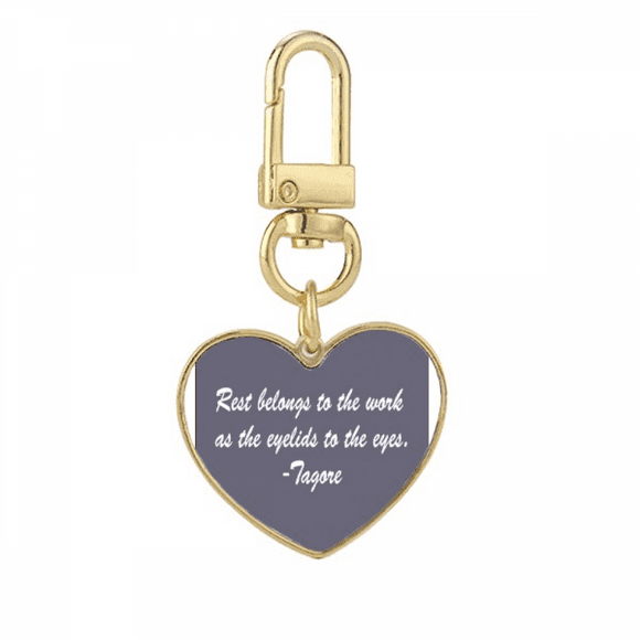 Qoutes Famous People Healing Rest Work Eyelid Eyes Gold Heart Keychain Metal Keyring Holder