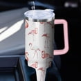 thumbnail image 5 of 40oz Flamingo Stainless Steel Tumbler with Handle and Straw, Insulated Cup Travel Coffee Mug Water Bottle with Lid and Straw, Animal Lovers Women Gifts, 5 of 5