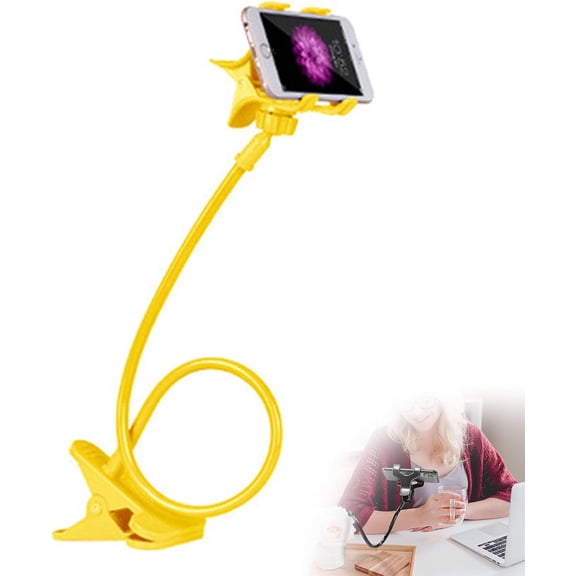 Flexible Gooseneck Phone Holder for Bed and Desk, 360° Rotating Long Arm Cell Phone Mount with Non-Slip Clamp, Universal Lazy Bracket Stand (K)