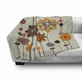 thumbnail image 3 of Mandala Soft Flannel Fleece Throw Blanket, Eastern Floral Arrangement with Little Bird on Top Colorful Image, Cozy Plush for Indoor and Outdoor Use, 60" x 80", Beige Orange Bluegrey, by Ambesonne, 3 of 6