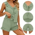 thumbnail image 3 of Endives Women's Summer Pajama Set Two Piece Soft Womens Sleepwear Lounge Set for Women Tank Top and Shorts Breathable Loungewear Green XL, 3 of 3