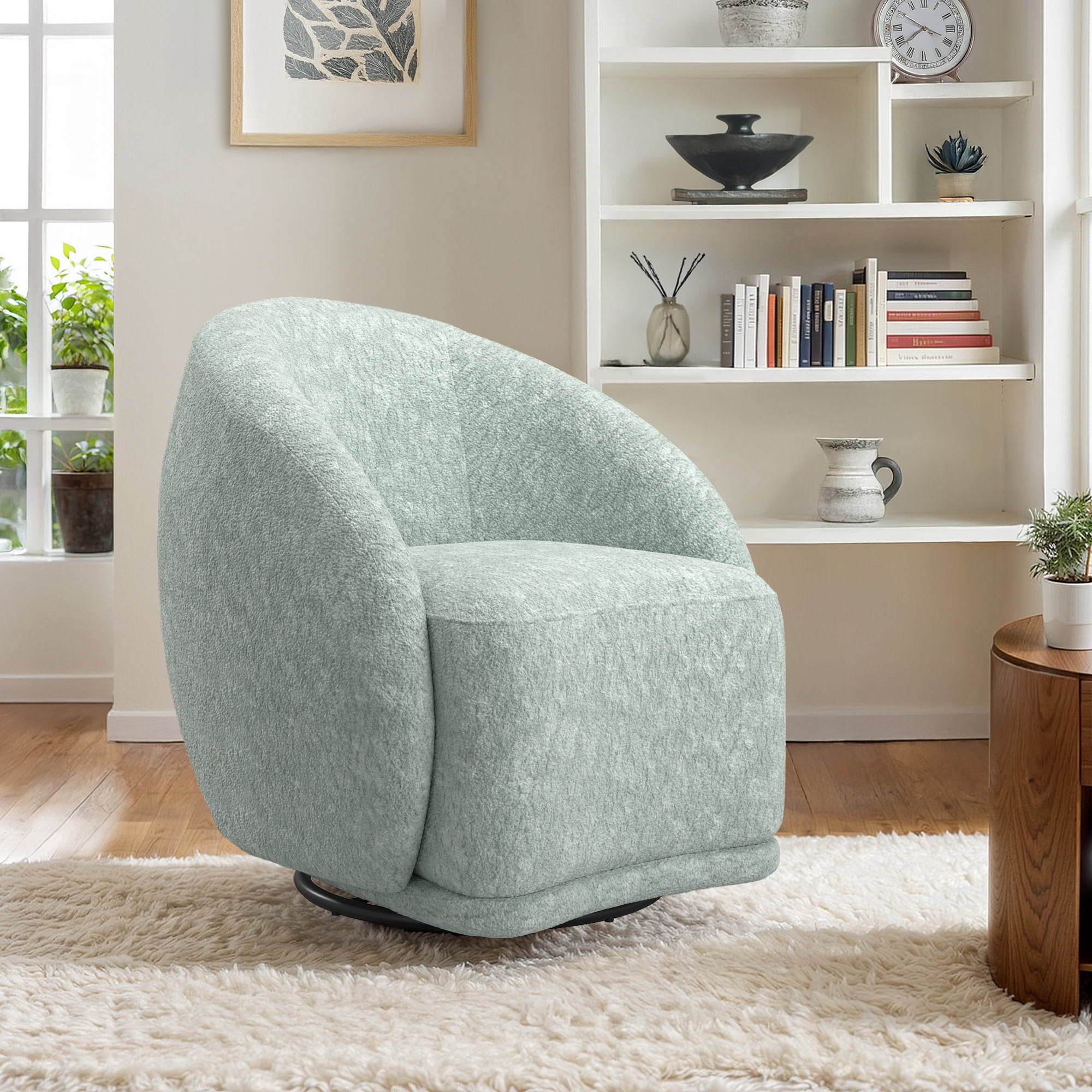 Weston Home Cirea Jacquard Velvet Swivel Accent Chair, Paul Blue