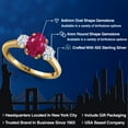 thumbnail image 2 of Gem Stone King 18K Yellow Gold Plated Silver Ring Ruby Moissanite (2.06 Cttw), 2 of 7