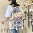 thumbnail image 1 of Mochila de retazos de lona para mujer Mochila grande para estudiantes de estilo preppy (azul) Tmvgtek Para estrenar, 1 of 9