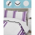 thumbnail image 4 of Quilts Full Size Bedding Set, Purple Striped Lightweight Quilted Comforter, Farmhouse Simple Line Vertical Stripes Soft Reversible Bedspread Coverlet with Pillow Covers for All Season, 78" x 90", 4 of 7