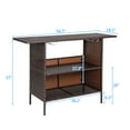 thumbnail image 6 of Zimtown Outdoor Wicker Bar Table with 2 Steel Shelves Brown, Patio Bar Table for Storage Function with 2 Tiers, 6 of 8