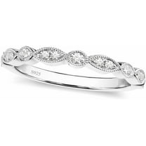 925 Sterling Silver Wedding Band for Women Cubic Zirconia Marquise & Round Milgrain Half Eternity Stackable Ring Size 5-10