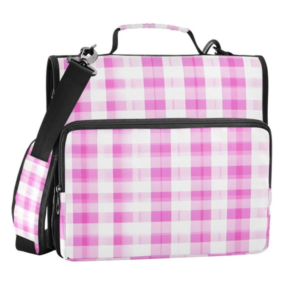 ALAZA Zipper Binder Checkered Grid-d8 3 Ring Trapper Keeper File Folder Organizer Bag