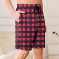 thumbnail image 6 of Men's Pajama Shorts Loose Fit Elastic Waist Drawstring Baggy Plaid Printed Casual Beach Yoga Knee Length Shorts with Pockets M-3XL Hot Pink XXXL(XXXL), 6 of 6