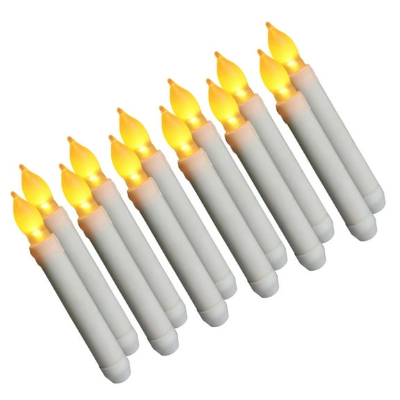 OFFIGAM 12pcs Flameless LED Taper Candles Electric Window Lights Battery Operated Home Decor