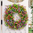 thumbnail image 2 of 16Inch Artificial Flower Wreath Colorful Spring Summer Floral Wreath for Front Door Wall Party Bouquet Wedding Decor Cottage Garlands, 2 of 6
