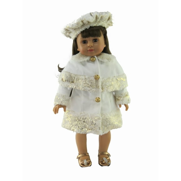 American Fashion World White and Gold Coat with Hat
