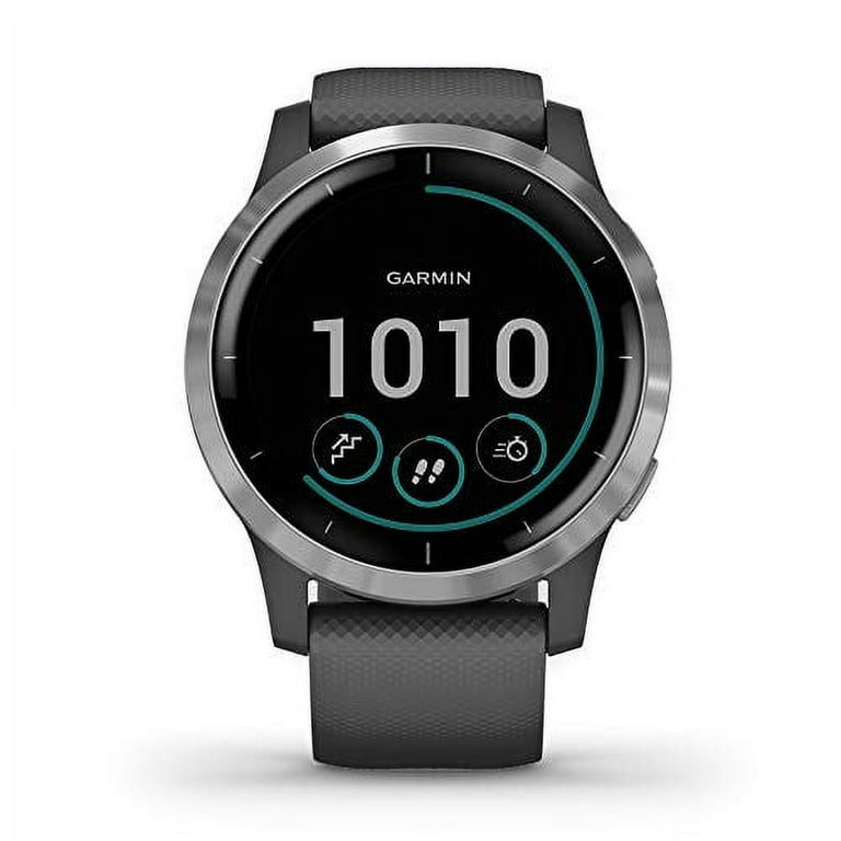 Garmin Vivoactive 4 (GPS) 45mm Music Silver Case with Gray Band, Adult Unisex, Size: One size, Black Garmin Vivoactive 4 (GPS) 45mm Music Silver Case with Gray Band, Adult Unisex, Size: One size, Black