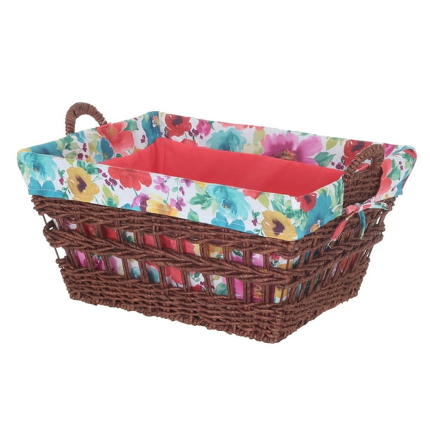 Pioneer Woman Rectangle Maize Basket  Breezy Blossom Floral  Walmart