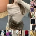 thumbnail image 5 of BUYISI Womens Off Shoulder Sweater Elegant Knitted Pullover High Stretch GraceTop Khaki, 5 of 9