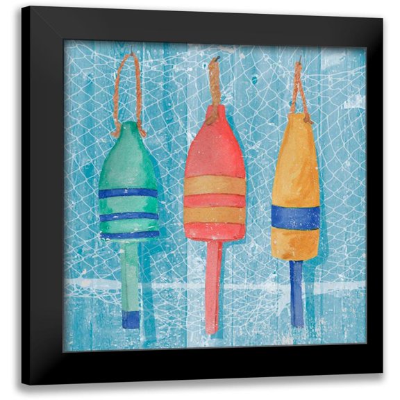 Mark, Leslie 12x12 Black Modern Framed Museum Art Print Titled - Lobster Buoys II