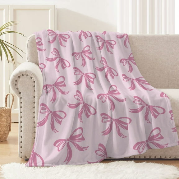 HCBY Bowknot Soft Fleece Throw Blanket Plush Fuzzy Cute Flannel Blanket for Sofa Couch for Sofa Couch Boys Girls Teens Kawaii All Season Princess Style (39"X27")