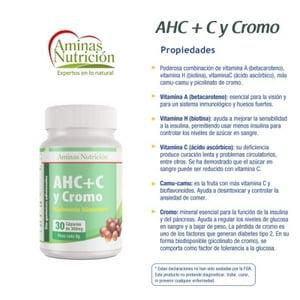 Aminas Nutrición - Ahc + Vitamina C Y Cromo, Ayuda Con El Control De Peso, 30 Cápsulas De 300Mg