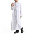 thumbnail image 4 of Otqutp Muslim Clothes for Boys Middle Eas𝘁 Ramadan Kaftan Thobe Kids 𝗜slamic 𝗠oroccan Long Sleeve Robe Prayer Clothing, 4 of 8