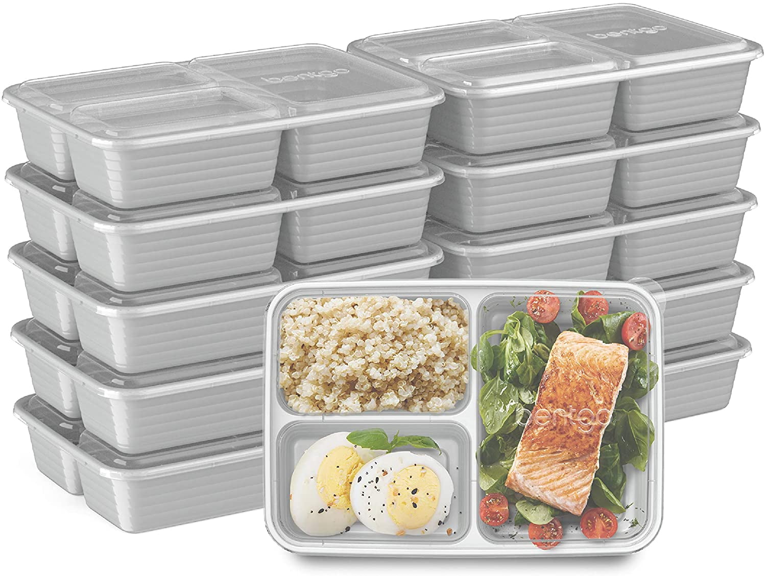 Rich Shades Microwaveable 1 2 Bentgo® Prep 60-Piece Meal Prep Kit BPA-Free Reusable Freezer & Dishwasher Safe Storage Containers & 3-Compartment Containers with Custom Fit Lids Durable 