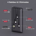 thumbnail image 3 of Power Bank Moreka K050 10000 cables C USB AM Lightning y Micro USB Blanco, 3 of 7