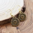 thumbnail image 4 of Sunflower earrings in gold toned metal. Sunflower earrings. Sunflower gifts. Sunflower Jewelry. Sunflower charm. Sunflower earrings, 4 of 6