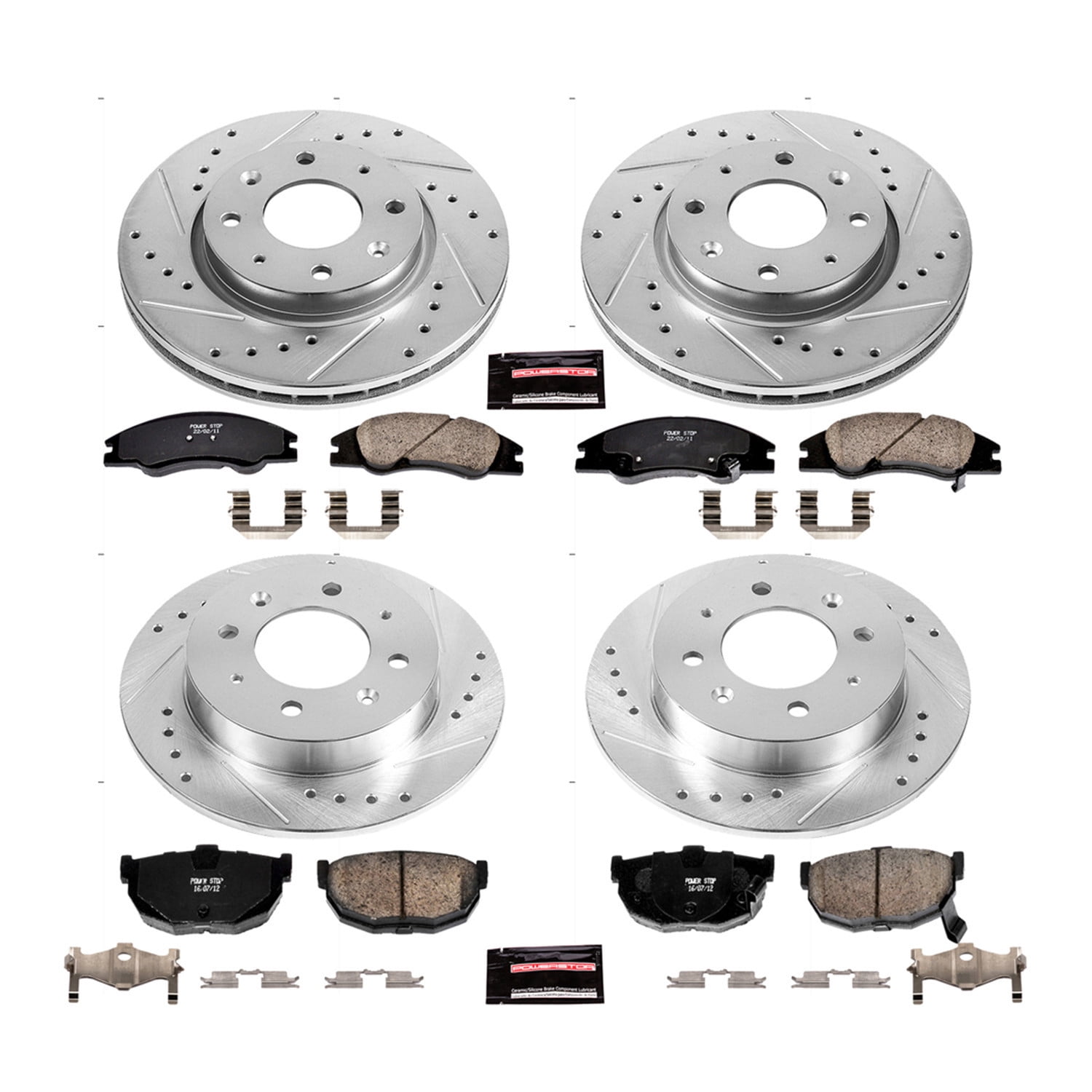 PowerStop Front and Rear Z23 Evolution Sport Carbon-Fiber Ceramic Brake Pad and Drilled & Slotted Rotor Kit Fits: KIA Select Models K5904