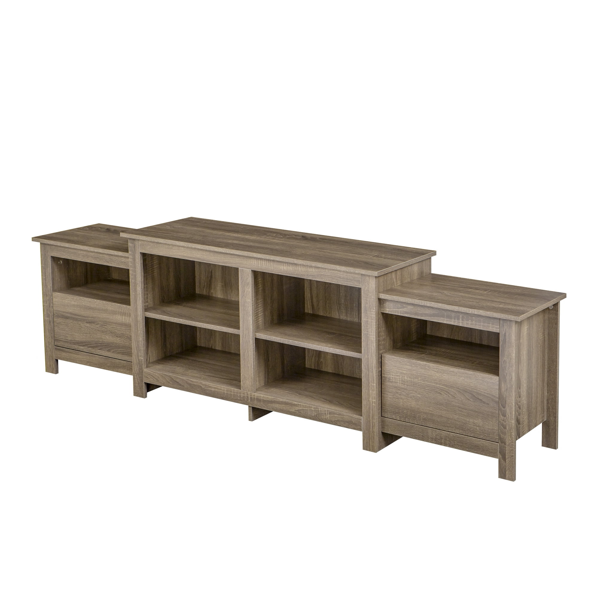 Resenkos Mid Century Modern LED Entertainment Center Wood TV Stand with Media Storage, Light Coffee Resenkos Mid Century Modern LED Entertainment Center Wood TV Stand with Media Storage, Light Coffee