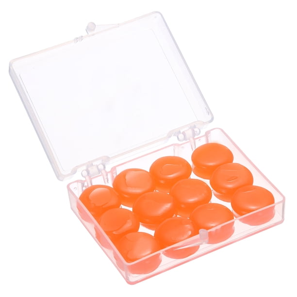 Tapones para los oídos de silicona Uxcell Tapones para dormir con cancelación de ruido con estuche Naranja 12 Pcs
