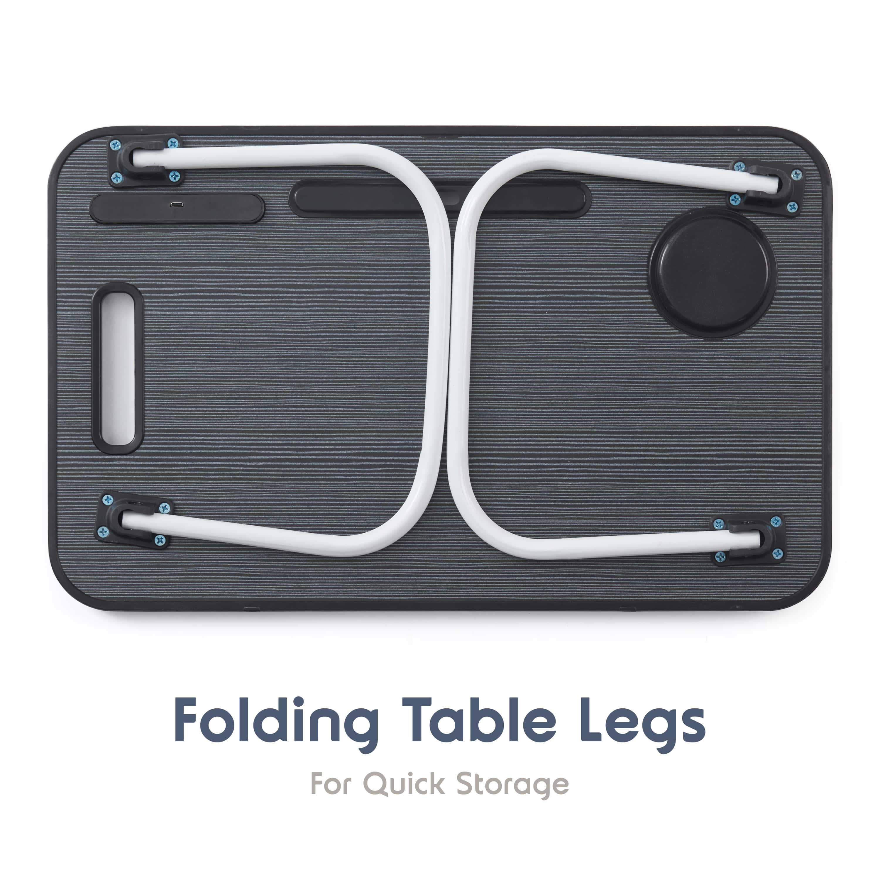 Lammaloe Foldable Lap Desk with USB Ports, Portable & Lightweight Laptop Desk for Bed and Couch - Ideal for Working, Reading, or Eating, Small