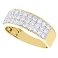 thumbnail image 3 of 14K Yellow Gold Round Diamond 3 Row Statement Wedding Band 8mm Pave Ring 1.37 CT, 3 of 5