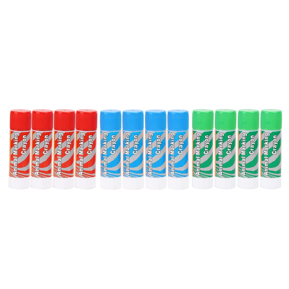 Yajisi 12Pcs Large Livestock Marking Crayons Assorted Colors Red Green Blue Permanent Marker Pens for Pigs Cattle Sheep Farm Breeding Identification Tools Water-Soluble Animal Supplies 12 Count