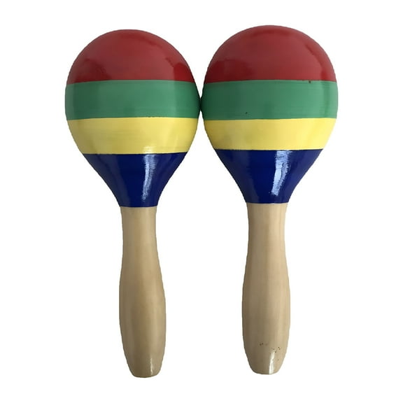 BESTSKY 1 Pair Wooden Maracas Sand Hammer Rumba Shakers Rattles Sand Hammer Percussion Instrument Musical Toy for Kid Children Party Games