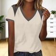 thumbnail image 5 of Womens V Neck Short Sleeve Summer T Shirts Curved Hem Plain Top Beach Tops Raglan Shirt Women Fashion Trendy Casual Womens Baseball Tee Shirts, 5 of 6