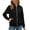 Black, variant on Zip Up Bomber Jacket for Women, Stand Collar Long Sleeve, Soft Casual Sweatshirt Outerwear with Pockets, 1 Piece, S-XXL, Plus Size Friendly