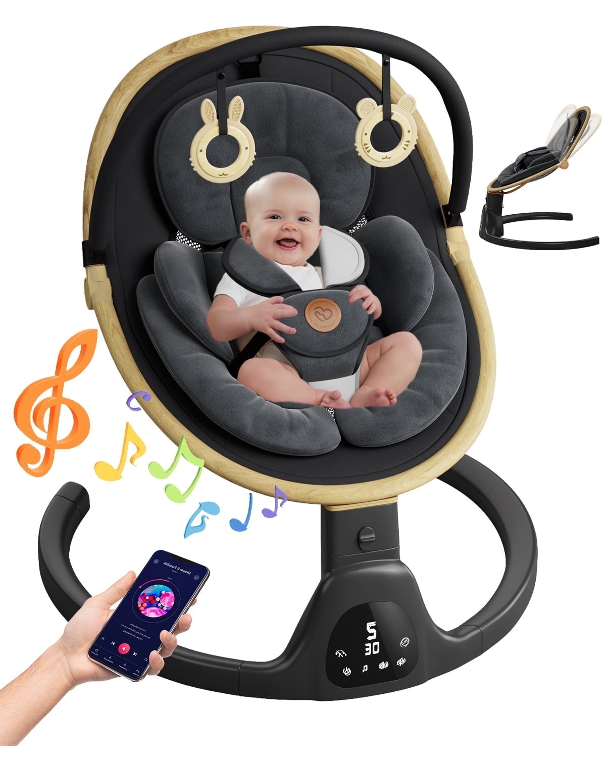 Babyomi Baby Swing for Infants with Speeds, Lullabies
