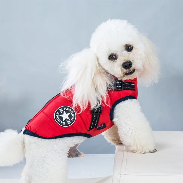 Ropa acolchada de algodón para perros de otoño e invierno, ropa gruesa para mascotas, chaleco integrado para el pecho y la espalda para perros medianos y pequeños