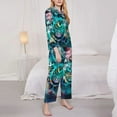 thumbnail image 4 of Kll Watercolor Mandala Print Women'S Long Sleeve Pajamas With Pants Sleepwear Loungewear 2 Set-Large, 4 of 9