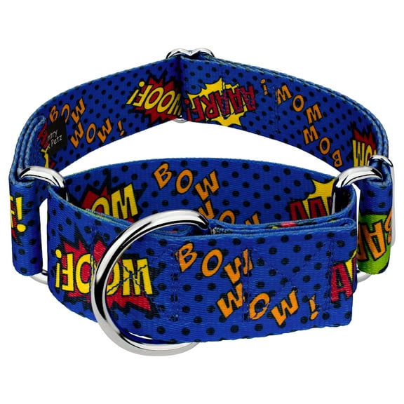 Country Brook Petz® 1 1/2 inch Blue Super Dog Martingale Collar, Medium