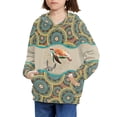thumbnail image 3 of Xoenoiee Boys Hoodies Hooded Sweater Long Sleeve Sweatshirt Pullover Hoodies Fall Winter Tops Activewear Sportwear for Kids Hiking Running Traveling, Boho Mandala Sea Turtle Pattern, L, 3 of 7