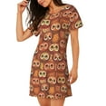 thumbnail image 2 of Rateoe Brown Owl Print Women’s Nightdress – Cozy Cotton Short-sleeved Sleep Shirt, Loose-Fit Sleepwear, Perfect for Relaxing and Sleeping, 2 of 6