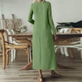 thumbnail image 5 of Dresses for Women Fall Plus Size V-Neck Solid Color Casual Pocket Long Dress(Green M), 5 of 8