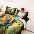 thumbnail image 3 of Feelyou Kawaii Rainbow Dragon Animal Full Size Sheets for Kids Boys Girls, Nature Floral Bed Sheets, Teal Orange, 4 Pieces, 3 of 5