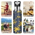 thumbnail image 5 of Water Bottles 20oz Straw Lid Wide Mouth Stainless Steel for School Sport Travel Dark Blue Yellow Splashes, 5 of 9