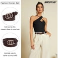 thumbnail image 4 of 2 Pack Women Leather Belts Faux Leather Jeans Belt with Double O-Ring Buckle Size up to 58 inch, 4 of 6