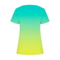 thumbnail image 4 of Raeneomay Split Hem Shirt and Oversized T Shirts Women's Short Sleeved Gradient Printed Neck Button Open Hem T-Shirt Top, 4 of 4
