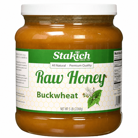 Stakich BUCKWHEAT Antioxidant RAW HONEY 5-LB (80 oz), Pure, Unprocessed, Unheated, KOSHER