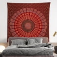 thumbnail image 2 of Bless International Indian hippie Bohemian Psychedelic Golden Blue Peacock Mandala Wall hanging Bedding Tapestry (Maroon Yellow, King (88x104Inches)(225x265Cms)), 2 of 4