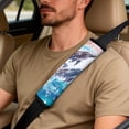 thumbnail image 5 of Xixirimido Car Seat Protection Set 5 Pieces Breathable PU Leather Front Seat Covers with Seat Belt and Console Covers Universal Fits Most Cars, Sea Dolphins, 5 of 8