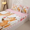 thumbnail image 3 of Manfei Cute Rabbit Zipper Twin Comforter Sets with Fitted Sheet and 2 Pillowcases,Woodland Animal Zipper Bedding Set,Pink,Pink Reversible,4pcs, 3 of 8